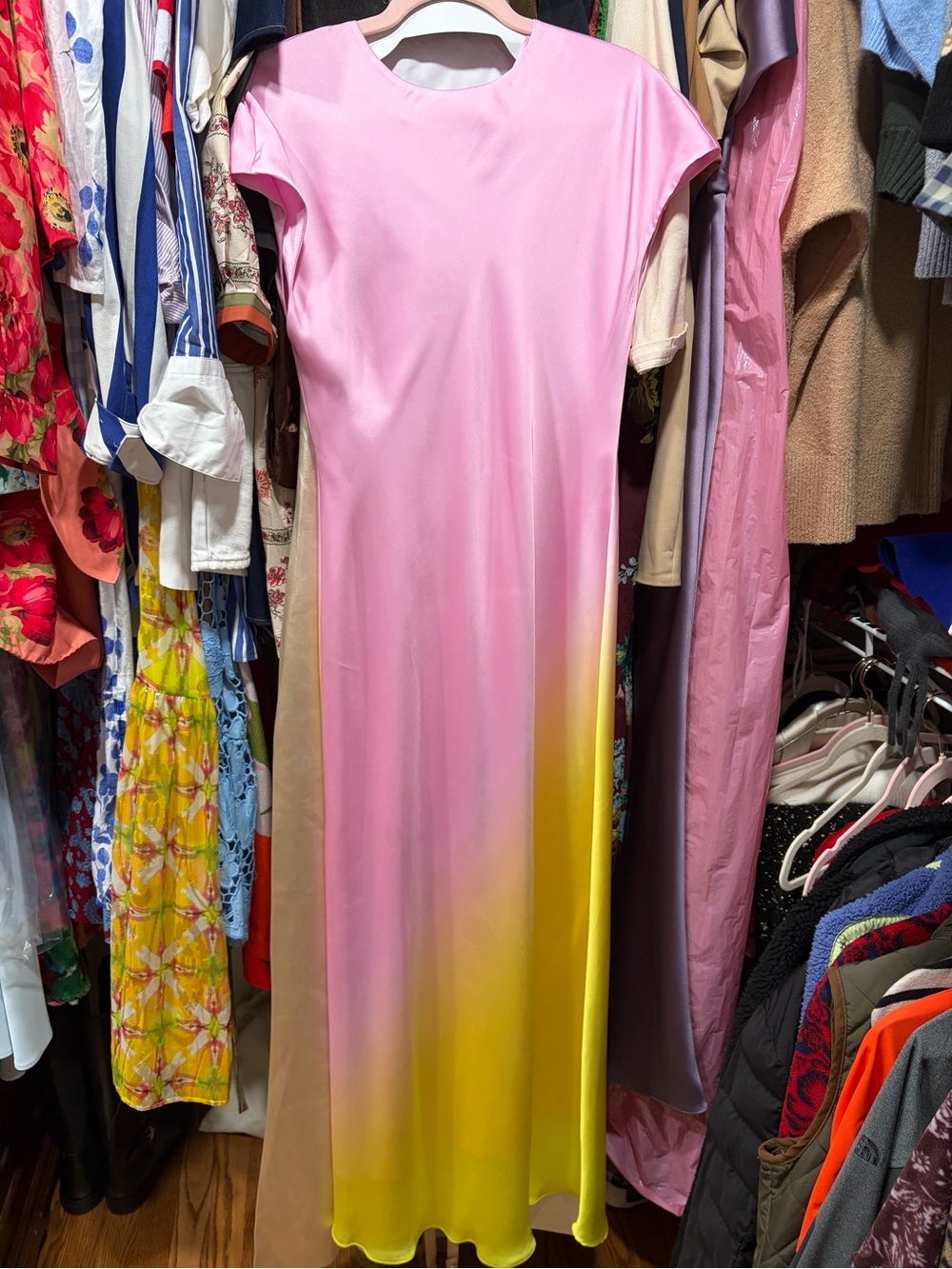 ANTONIO MELANI Pink to Yellow Ombre Maxi Dress